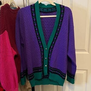 Purple and Green Women's Sweater